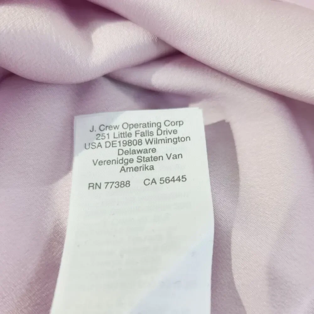 J Crew Pink Puff Sleeve Keyhole Neckline Crepe Blouse Women Tall Large